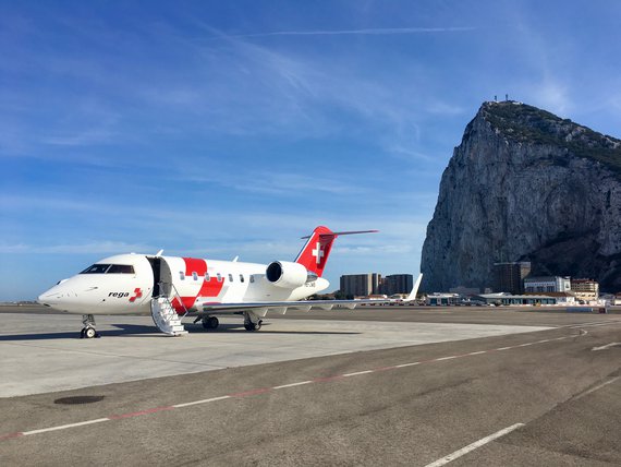 Ambulance jet Challenger 650 in Gibraltar